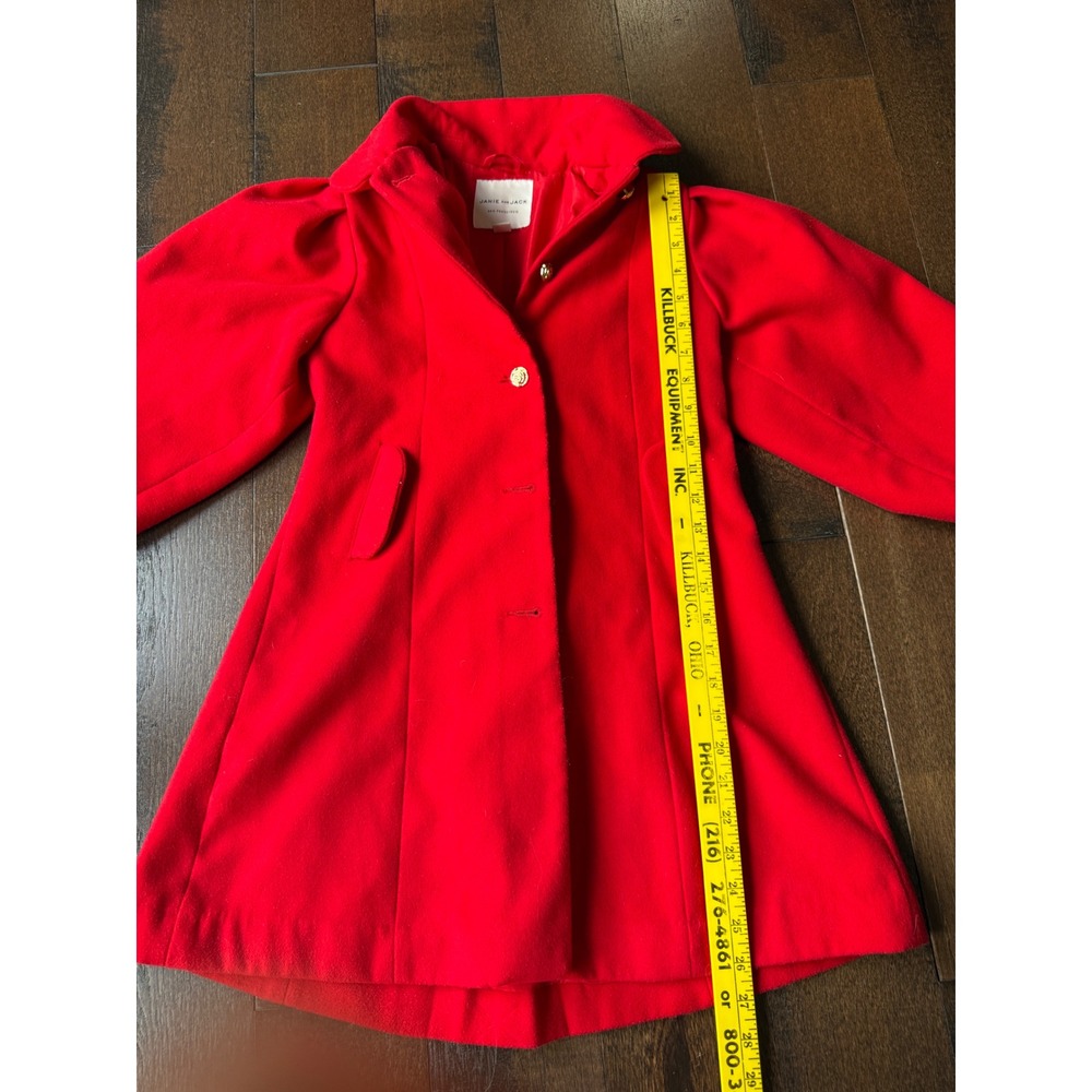 Janie and Jack Girls balloon sleeve Coat Size 7-8 Bradbury Red Wool Blend - Picture 7 of 8
